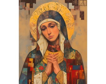 Vierge Marie - Sainte Mère de la Grâce affiche - impression âmes sanctifiées - plusieurs tailles - affiches premium - art catholique