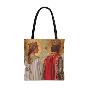 Saint Gwladys and Saint Gwynlly Tote Bag - Large Medium Small Faith Art Bag - Catholic Faith Purse - Religious Carry All Reusable Tote Bag