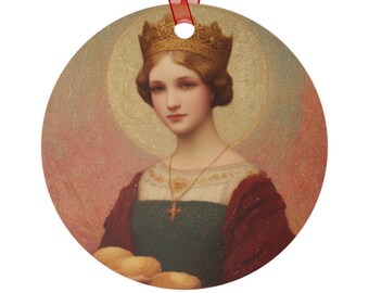 Saint Elizabeth of Hungary - Ornament - Religious Holiday Christmas Ornament and Keepsake - Double sided - Catholic Princess Saint