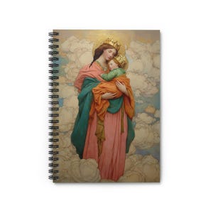 Nuestra Señora, Fuerte y Tierna - María Auxiliadora - Arte de las Almas Santificadas - Cuaderno de Base Religiosa - Cuaderno de Espiral - Línea Rayada
