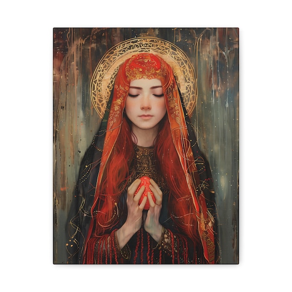 Devotion of Mary Magdalene - Die Heilige Maria Magdalena und das rote Osterei - Museum Gehüllter Leinwanddruck - Religiöse Kunst für Ihr Zuhause