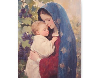 Nostra Signora dell'Uva / Nostra Signora della Vendemmia - Tela rivestita in tela - Stampa - Arte religiosa per la tua casa - Arte cattolica