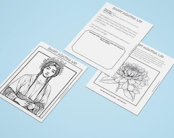 Descarga digital - Páginas para colorear y actividades - Santa Águeda Lin - Arte católico para colorear - IMPRESIÓN DIGITAL - Escuela dominical - Educación en casa