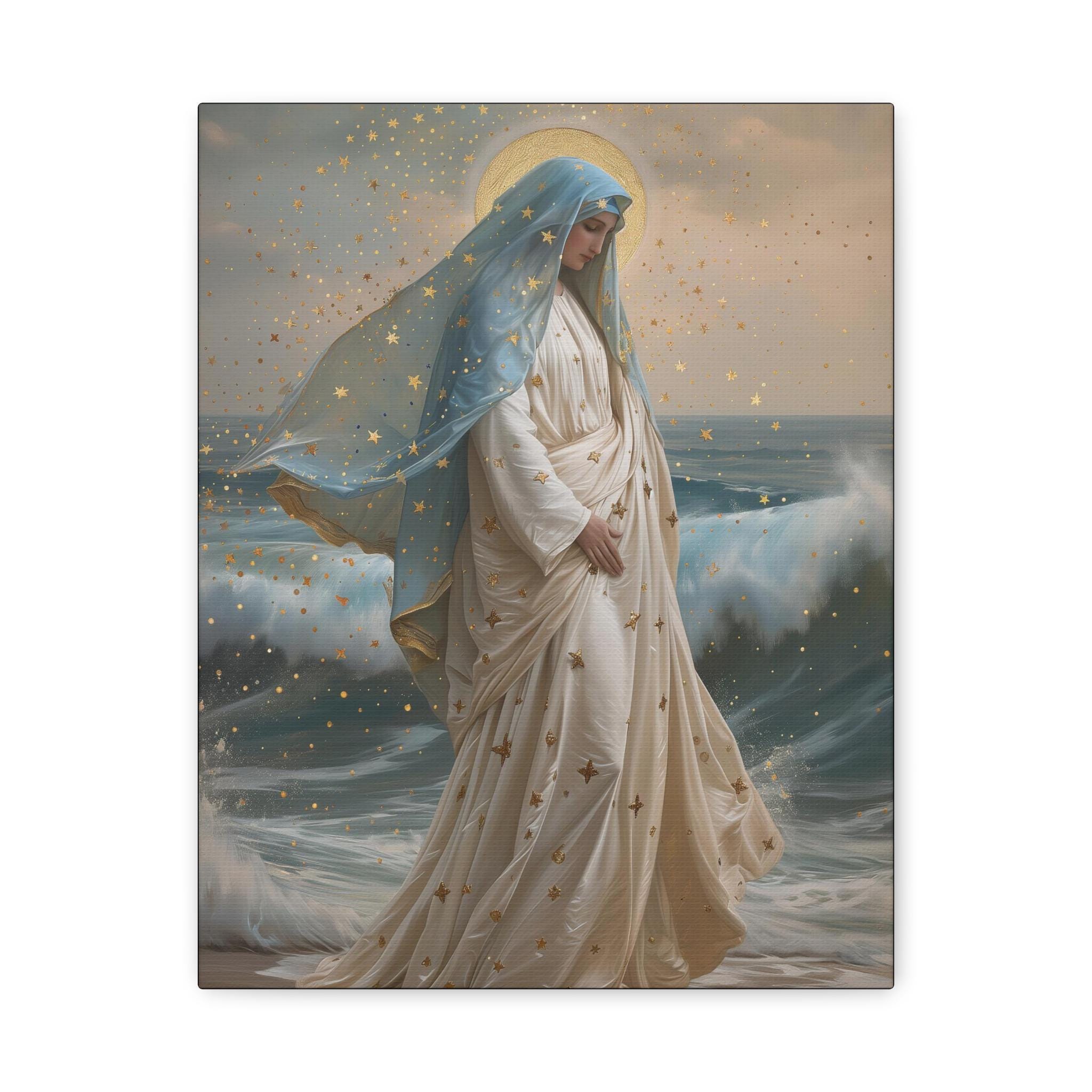 Ocean's Embrace - Devotion to Our Lady - Musseum Wrapped Canvas - Sanctified Souls - Religious Art for your Home - Our Lady Star of the Sea