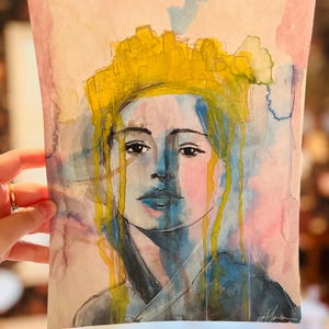 Dipinto originale - Maria Regina del Cielo - ACQUERELLO ORIGINALE - Anime Santificate - Arte religiosa - Tecnica mista