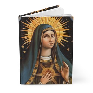 Diario forrado de tapa dura de Santa Clara de Asís - Cuaderno devocional - Diario forrado de doble cara - Diario de oración de tapa dura