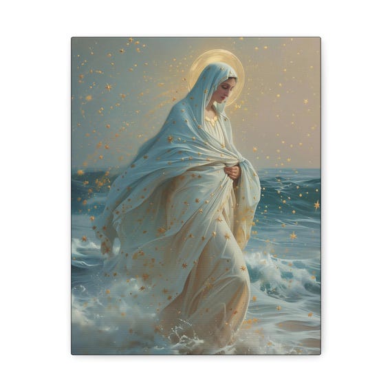 導きの光 - 聖母マリア、海の星 - 美術館で包装されたキャンバス