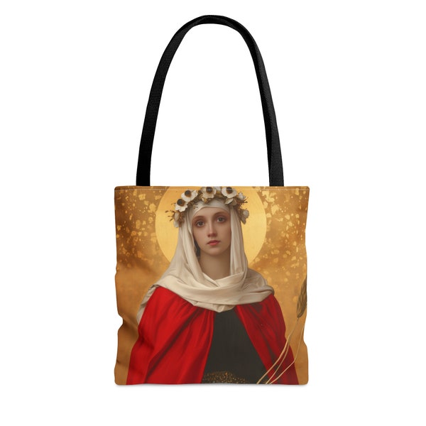 Saint Solange of Bourges Tote Bag - Large Medium Small Faith Art Bag -  Catholic Saint Purse - Carry All Bag - Religious Art Gift