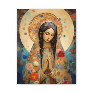 Lady of Guadalupe Icon of Love Museum Wrapped Canvas Print - Multiple Sizes - Catholic Home art