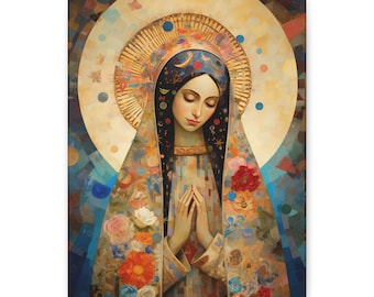 Lady of Guadalupe Icon of Love Museum Wrapped Canvas Print - Multiple Sizes - Catholic Home art