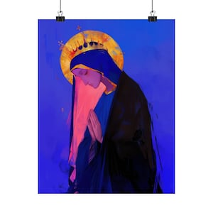 Maria, Mutter Gottes - Gesegnet unter Frauen Poster Druck - Geheiligte Seelen Druck - Mehrere Größen - Premium Poster - Katholische Kunst