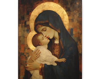 Mother of Mercy - Museum Wrapped Canvas - Sanctified Souls Print - Religious Art for your Home - The Virgin Mary and The Christ Child
