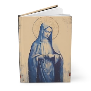 María la Santísima Madre Tapa Dura Diario Forrado - Cuaderno Devocional - Diario de tapa dura forrado de doble cara - Arte Católico - Madre del Desierto