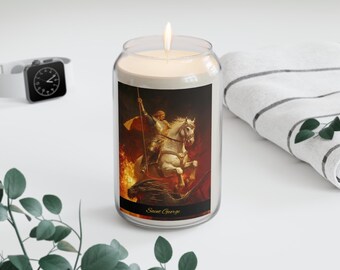 Saint George - Scented Prayer Candle, 13.75oz -  Candle - Catholic Art - prayer room Scented Candle - Religious Saint