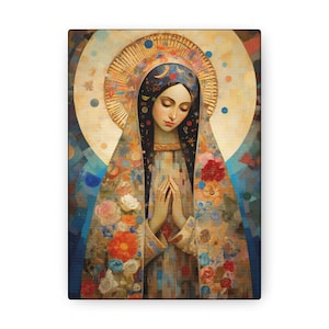 Lady of Guadalupe Icon of Love Gallery Wrapped Canvas Print - Multiple Sizes - Catholic Home art