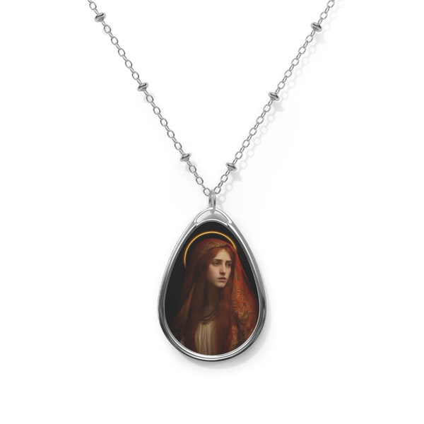The Beloved Disciple - Mary Magdalene's Devotion Oval Necklace - Sanctified Souls - Religious Necklace - Art Necklace - Catholic Pendant
