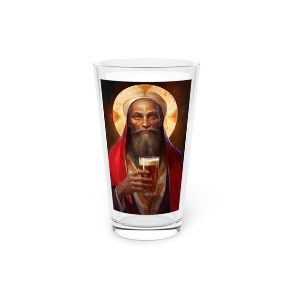 Saint Augustine of Hippo Pint Glass, 16oz - Patron Saint of Brewers - Beer Glass - Glass - Saint Augustine Doctor of the Church