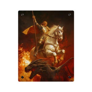Saint George Wall Art Panel - Ready to Hang Acrylic Print - Catholic Saint Art - Patron Saint Print - No Frame needed