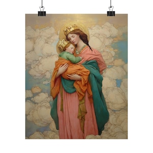 Our Lady, Strong and Tender - Mary, Help of Christians - Sanctified Souls Print - Multiple Sizes - Premium Matte Vertical Posters