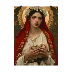 Saint Emerentiana - Sanctified Souls Print - Multiple Sizes - Premium Matte Vertical Posters - Catholic Poster Art for your home