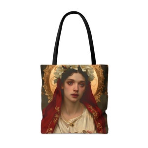 Saint Emerentiana Tote Bag - Large Medium Small Faith Art Bag - Carry all reusable Art purse - Double Sided - Religious Saint Art