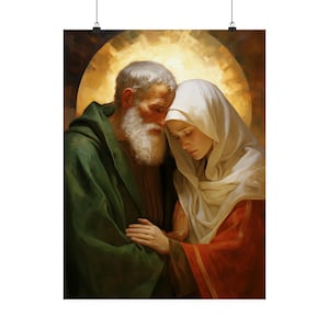 Heiligen Zacharia en Elizabeth - Print Heilige zielen - Meerdere formaten - Premium matte verticale posters - Katholieke kunst voor thuis