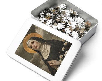 Saint Scholastica - Puzzle and Keepsake Tin - Religious Jigsaw Puzzle (30, 110, 252, 500,1000-Piece) - Religious Puzzle