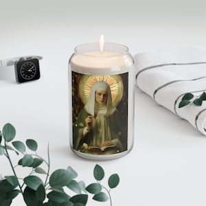 Santa Ingrid de Suecia - Vela de oración perfumada, 13.75 oz - Tamaño alto - Vela de oración religiosa - Arte católico