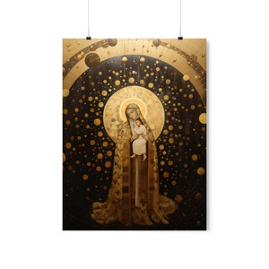 The Golden Mary - Mary The Blessed Virgin - Sanctified Souls Print - Multiple Sizes - Premium Matte Vertical Posters