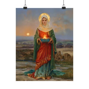 Saint Brigid of Ireland / Kildare - Sanctified Souls Print - Multiple Sizes - Premium Posters - Catholic Art - Christian Home Decor Artwork
