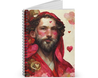 Saint Valentine Journal - Sanctified Souls Art - Religious Based Notebook - Spiral Notebook - Ruled Line