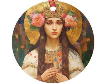 Saint Elizabeth of Hungary - Religious Holiday Christmas Ornament and Keepsake - Double sided Keepsake Religious Ornament