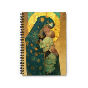 Refugio de Paz - María y el Niño Jesús - Arte de Almas Santificadas - Cuaderno Espiral - Rayado - Religioso Católico - Devocional Diario