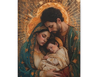 Divine Harmony - The Holy Family - Museum Wrapped Canvas - Sanctified Souls Print - Religious Art - Jesus, Mary and Joseph Art