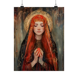 Toewijding van Maria Magdalena - Heilige Maria Magdalena en het rode paasei - Print geheiligde zielen - Meerdere formaten - Premiumposters