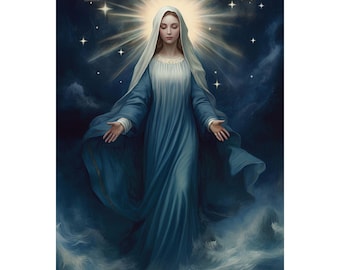 Our Lady, Star of the Sea - Sanctified Souls Print - Multiple Sizes - Premium Matte Vertical Posters - Stella Maris Print