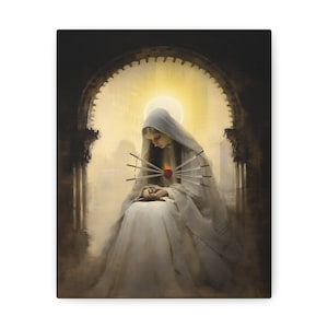 Our Lady of Sorrows - The Virgin Mary - Gallery Wrapped Canvas - Sanctified Souls Print - Mary the Blessed Virgin