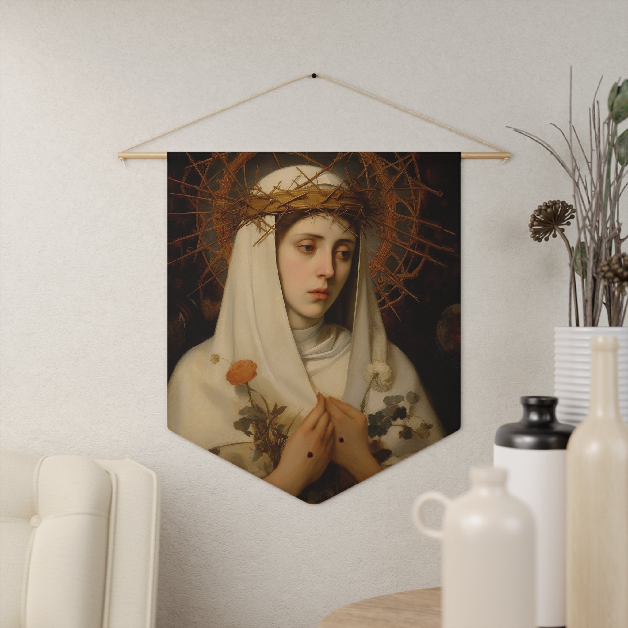 Saint Catherine of Siena Wall Banner / Wall Hanging - Prayer Room Art ...