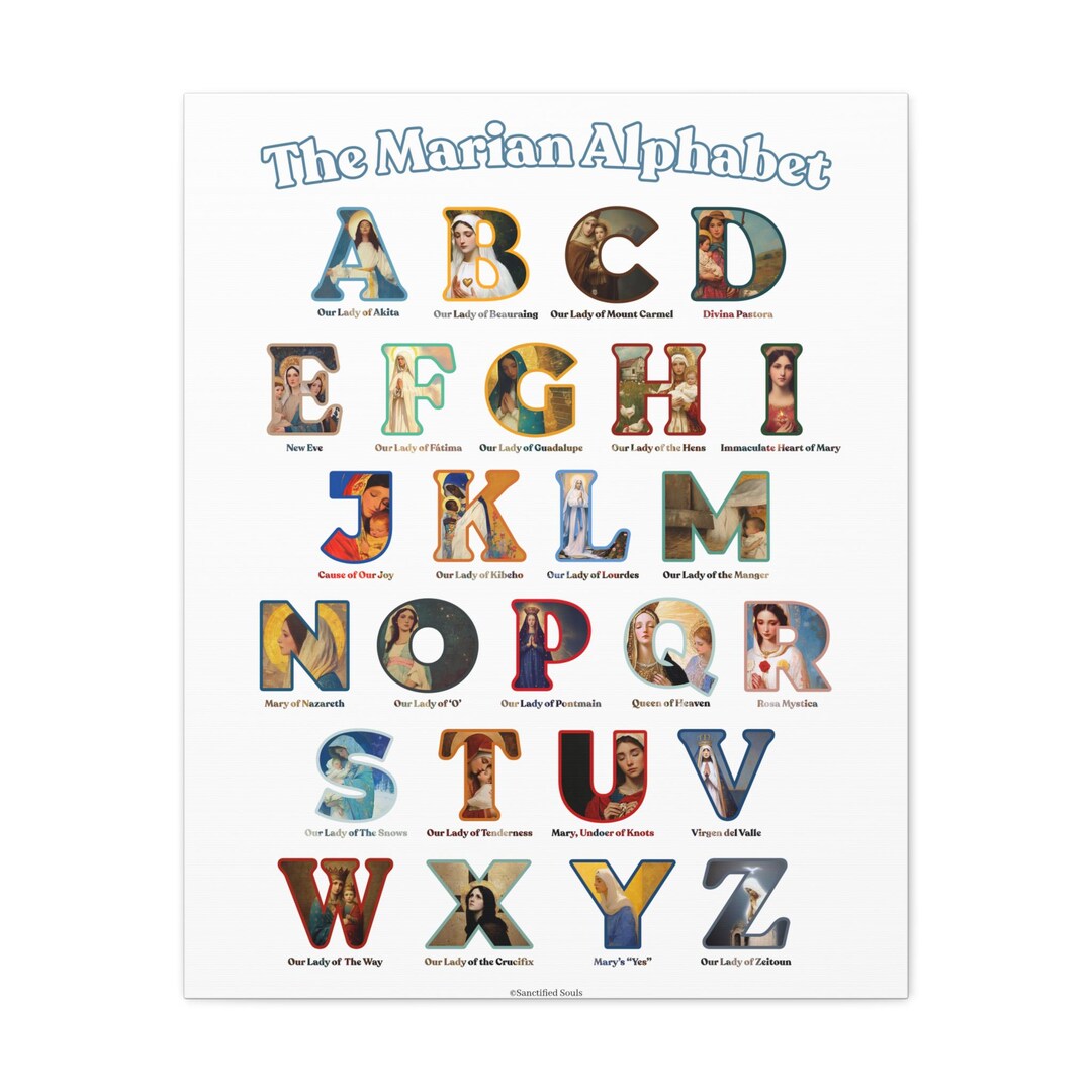 Catholic Marian Alphabet ABC Canvas - Full Alphabet Large Canvas ...
