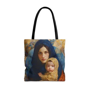 Mütterlicher Seraph - Jungfrau Maria und Jesuskind Einkaufstasche - Große, mittelgroße Glaube Kunsttasche - Wiederverwendbare Einkaufstasche - Katholische Kunsttasche