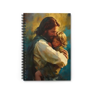 El Abrazo Compasivo de Cristo - Cristo y el Niño - Arte de las Almas Santificadas - Religioso - Cuaderno Espiral - Línea Reglada - Arte Religioso Católico