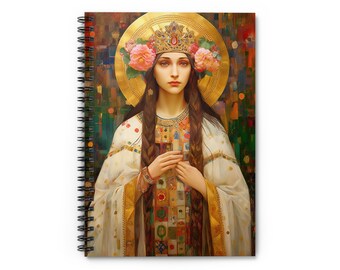 Saint Elizabeth of Hungary Journal - Sanctified Souls Art - Religious Based Notebook - Spiral Notebook - Ruled Line