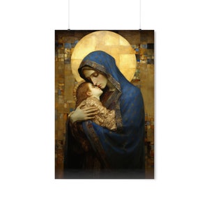 Virgen y el Niño - Impresión - Impresión de Almas Santificadas - Múltiples tamaños - Carteles verticales mate premium - María y el Niño Jesús