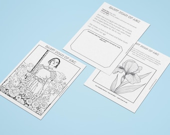 Descarga digital - Páginas para colorear y actividades - Santa Juana de Arco - Arte católico para colorear - IMPRESIÓN DIGITAL - Escuela dominical - Educación en casa