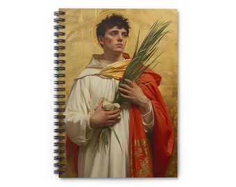 Saint Stephen Journal - Sanctified Souls Art - Religious Based Notebook - Spiral Notebook - Ruled Line