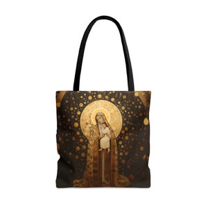 Die goldene Maria - Jungfrau Maria Maria Mutter Gottes Einkaufstasche - vom katholischen Glauben inspirierte Tragetasche - Alltagstasche - doppelseitig