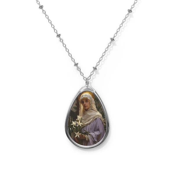 Saint Adele Oval Necklace - Sanctified Souls - Religious Necklace - Art Necklace