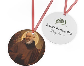 Saint Padre Pio Ornament - Religious Holiday Christmas Ornament and Keepsake - Double sided Keepsake Religious Ornament