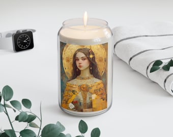Saint Dymphna - Scented Prayer Candle, 13.75oz - Tall Size - Religious Prayer Candle - Catholic Art
