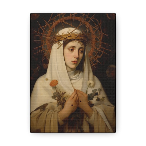 Saint Catherine of Siena - Gallery Wrapped Canvas - Sanctified Souls Print - Religious Art - Religious Catholic Saint Art